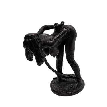 Imagem de Corrente de ferro de latão encadernação em pé postura dobra feminina arte corporal miniatura estátua, coelho de metal menina modelo mulher escultura mesa carro decoração homens colecionar estatuetas