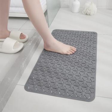 Imagem de Tapete Antiderrapante para Box Banheiro com Ventosas 40x70cm – Tapete de Chuveiro Massageador para Pés Segurança Antiescorregante (CInza Cilicone)
