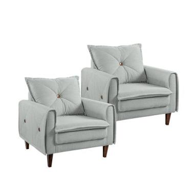 Imagem de Kit 2 Poltronas Miami em Madeira de Eucalipto Movellu Home, Boucle Cin