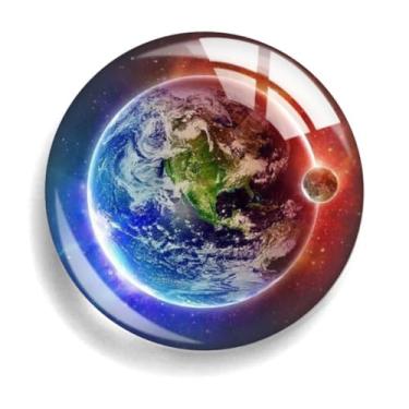 Imagem de 5 peças Oito Planetas Terra Júpiter Lua Tempo Pedra Pedra Pingente de Vidro Chaveiro Ímã Adesivo de Geladeira, Terra e lua, P