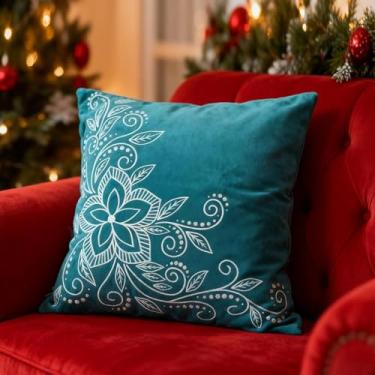 Imagem de Capa de almofada decorativa 43 x 43 cm, almofada de flanela macia ao toque, fecho de zíper oculto