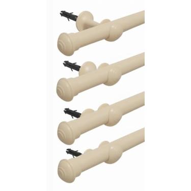 Imagem de Varões de Madeira Para Cortina Simples 2,00 Metros 19mm Varão Ponteira e Suporte Completo varão de cortina para Casa Sala Quarto(4 Palha)