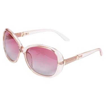 Imagem de Óculos de sol polarizados femininos Jackie O Trendy Elegante Vintage com hastes cravejadas, Rosa/rosa gradiente