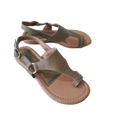 Imagem de Sandalia Rasteira Feminina de Dedo (Verde Militar, BR, Adulto, Numérico, M, 35)