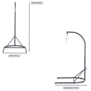 Imagem de Suporte Para Balanço Suspenso C/ Pintura Para Jardim Varanda Cinza