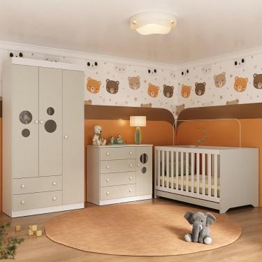 Imagem de Quarto De Bebê Completo Com Berço Americano 3 Em 1 Pirulito Multimóveis MP4621 Branco-off White