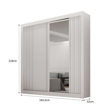 Imagem de Guarda-roupa Solteiro Mdf 2 Portas De Correr 2 Gavetas Com Espelho Milano Leifer Móveis