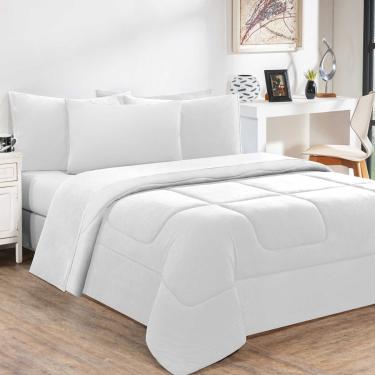 Imagem de Kit Edredom Malha 100% Algodão Gran Moratta 3 Peças Casal - Branco/Branco