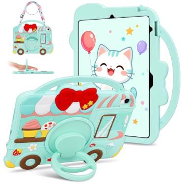 Imagem de Capa protetora à prova de choque para iPad 10ª geração 2022 para iPad A16 11ª geração 2025 com design de carrinho de sorvete de sobremesa 3D com suporte de 360 e 180 graus