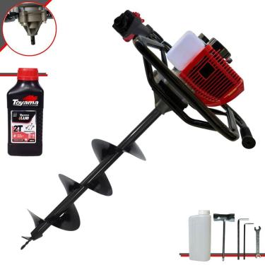 Imagem de Perfurador de Solo Profissional Anmax GD520B À Gasolina 52cc 2,2HP de Potência 7.000rpm + Broca 80X20cm Para Construção Civil + ÓLEO TOYAMA 2T