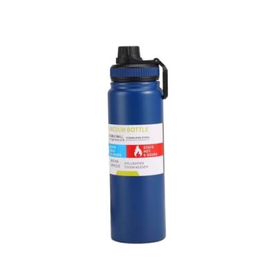 Imagem de Garrafa TéRmica Em AçO InoxidáVel — Garrafa De áGua Isolada Para Quente/Frio, Com AlçA à Prova De Fugas(Azul,600ml)