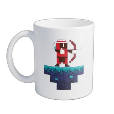 Imagem de Caneca Xícara de Café Porcelana 300ml Guerreiro Pixelizado Videogame