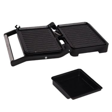 Imagem de Sanduicheira Elétrica Grill Inox, 1000W, 220V, com Bandeja Coletora, Antiaderente