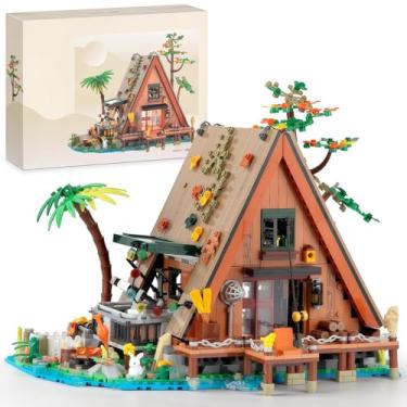 Imagem de Blocos de Construção Conjunto Cabana de Madeira na Floresta - 1486 Peças, Compatível com Blocos de Construção Padrão, Um Presente para Crianças a Partir de 6 Anos