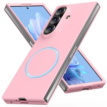 Imagem de AYSZNBLA Capa magnética para Galaxy Z Fold 7, capa de PC fosca para mulheres, homens, meninas, meninos, proteção contra quedas, capa fofa durável para Galaxy Z Fold 7, rosa profundo 11,38