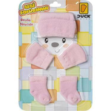 Imagem de Kit Meias Luvas e Touca Bebê Recém-Nascido Menina Fofurinha Maternidad