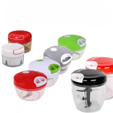 Imagem de Mini Processador Manual de Alimentos Triturador 3 Lâminas Multifuncional Alho Legumes (5 LÂMINAS (900ml))