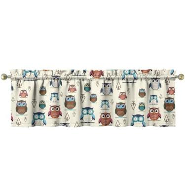 Imagem de Tapesb Coruja coruja cozinha saia engraçada pequena janela cortinas sobre pia decoração essencial adequado para cozinha, quarto, lavanderia, 46 x 137 cm