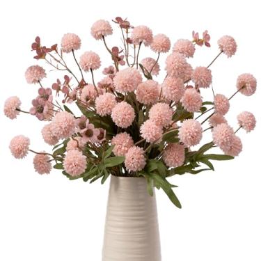 Imagem de ENALGRE Plantas falsas, 8 peças, flores artificiais, crisântemos combinando, 2 peças, margarida vermelha rosa, flores realistas, caules artificiais de 51 cm para vasos para decoração de casa de