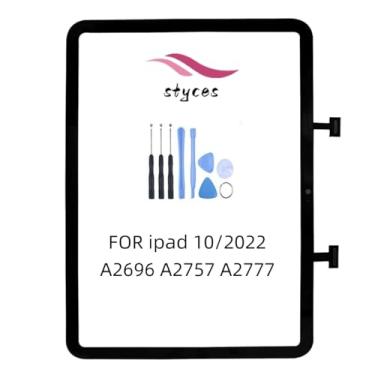 Imagem de STYCES Substituição de digitalizador de tela sensível ao toque para iPad 10 2022 A2696 A2757 A2777, tela de vidro frontal de 10,9 polegadas com botão Home (sem função de impressão digital