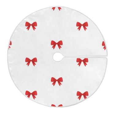 Imagem de Blueangle Saia de árvore com laços vermelhos de 118 cm - decoração de árvore de férias de poliéster macio e resistente a rugas (788)
