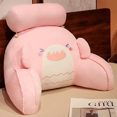 Imagem de Almofada de leitura, almofada de sofá, almofada traseira, cama, encosto de pelúcia, descanso de leitura, apoio lombar, almofada de cadeira com braços e pescoço, decoração de casa, rosa, 70 x 50 cm