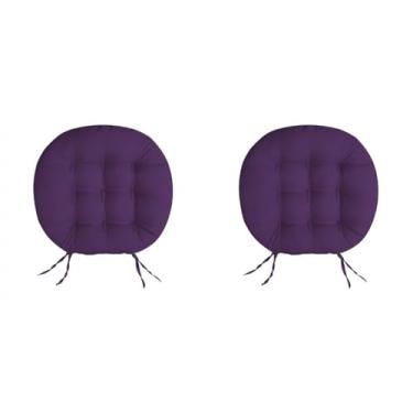 Imagem de Almofada Futon Redonda 9 Furos 40x40 cm almofada para cadeira para Cadeira Banco e Sofá com Amarração Assento Decorativo Confortável Uso Diário(Roxo)
