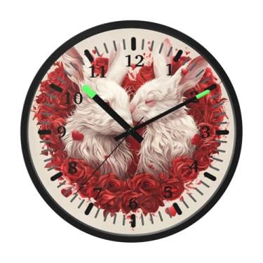 Imagem de CEBUGI Relógio de parede com luz noturna de 30,5 cm que brilha no escuro com sensor de voz, 1 relógio de parede de coelho operado por bateria para decoração de quarto e sala de estar