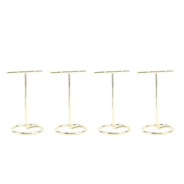 Imagem de MUNEFE Suporte de exibição de brinco em forma de T, suporte de exibição de joias, adereços de fotos, suporte de colar com fenda em forma de T para armário de loja (4 peças) (Ouro)