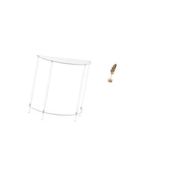 Imagem de Fenteer Mesa Lateral de Folha de Acrílico com Escultura de Folha de Metal, Mesa de Cabeceira Estreita de Dois Níveis, Estatueta Abstrata, Ornamento Criativo N