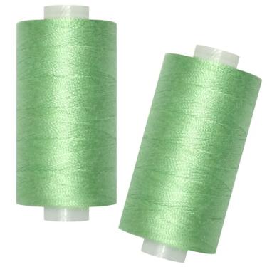 Imagem de Linha de costura multiuso - 2 carretéis de linha de costura manual de poliéster para máquina de costura para costura manual e à máquina (verde Nilo, 2 carretéis)