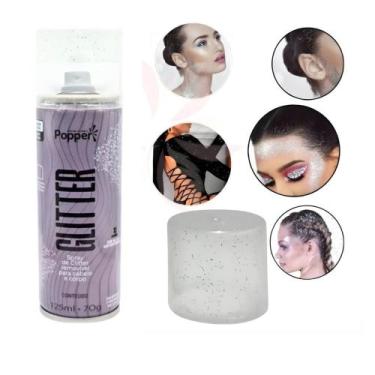 Imagem de Glitter para corpo e cabelo Popper 125/150ml, Prata, 125ml