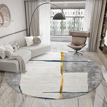 Imagem de Tapete abstrato moderno para sala de estar quarto almofada de mármore redondo tapete circular abstrato tapete lavável, E, diâmetro 160 cm/5,2 pés