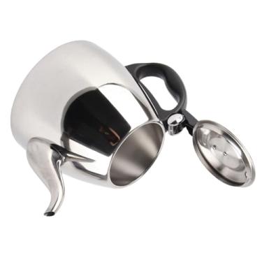 Imagem de GLOGLOW Chaleira de Fogão de Aço Inoxidável, Bule de Fogão, Capacidade de 1,2L, Prata, Alça Ergonômica, Aço 304 Durável, Compatível Com Indução, Suprimentos de café e chá (1,2L)
