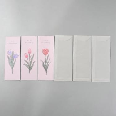 Imagem de Conjunto de 6 peças de papelaria de carta de flores com envelopes, tulipa flor, letras, escrita, papelaria, papel de carta, para mulheres, homens, presente de Dia dos Namorados, Dia das Mães, rosa
