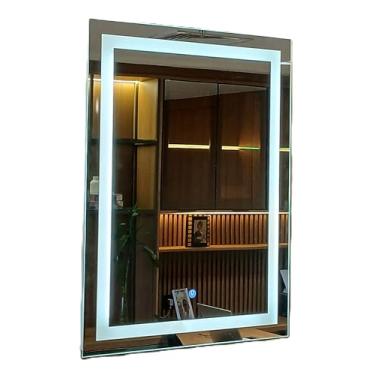 Imagem de Espelho Decorativo de Luxo 80x100cm | Iluminado LED Frio 6000K | Touch Screen | Jateado | Ideal para Banheiro, Sala, Quarto e Camarim