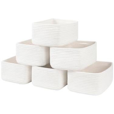 Imagem de OIASKET Pacote com 6 cestas de armazenamento para prateleiras, cestas pequenas para prateleiras, caixas de armazenamento decorativas fofas, cesta organizadora para presentes vazia, 29 cm C x 12 cm L x