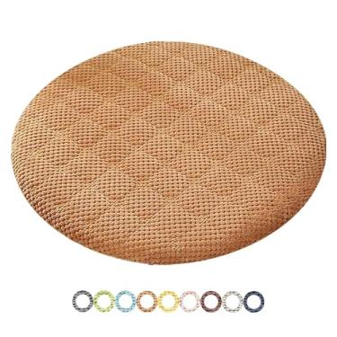 Imagem de Yadlan Almofadas redondas para cadeira de 45 cm, almofadas de cadeira com zíper, almofada de assento confortável antiderrapante com capa removível para escritório em casa, marrom, 1 peça