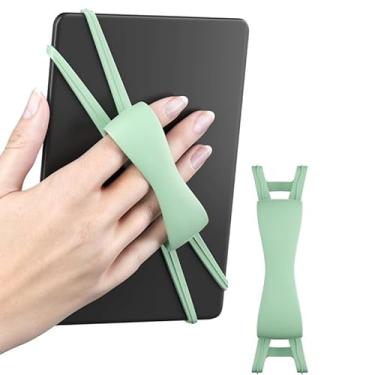 Imagem de Alça de dedo de silicone para Kindle e tablets de 4,7 a 8 polegadas – Alça elástica antiderrapante para leitura com uma mão, compatível com Kindle Paperwhite, Oasis e E-Readers (pacote com 1, verde