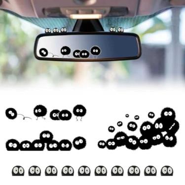 Imagem de 13 peças de sprites de fuligem fofos - decoração de carro interior, decalques de espelho retrovisor de fuligem sprite de desenho animado anime decalque de janela de carro, adesivo decorativo de vinil