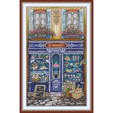 Imagem de Maydiyer Kits de ponto cruz contados para adultos, kits de bordado de padrão não impresso de 14 quilates para iniciantes, conjunto fácil de ponto cruz DMC Threads Needlework-The Owl Family 21 cm × 21