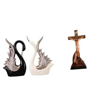 Imagem de Whtkoph Elegantes Figuras de Cisne em Cerâmica E Esculturas Religiosas Da Virgem Maria para Estante, Lareira, Quarto, Mesa E Escritório.