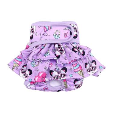 Imagem de ZJchao Fraldas para Cães Femininos, Estampa de Panda, Fofa, à Prova de Vazamento, Respirável, Reutilizável, Lavável, Calcinha para Animais de Estimação, Ciclo Menstrual, Material de (M)