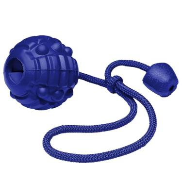 Imagem de Brinquedo para Cachorro Hercules Bola Porta Petisco com Corda, GermanHart, OlimpiX Carne Azul, Único