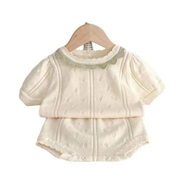 Imagem de Conjunto De Roupas De Verão Para Meninas, Camiseta De Malha Com Recort