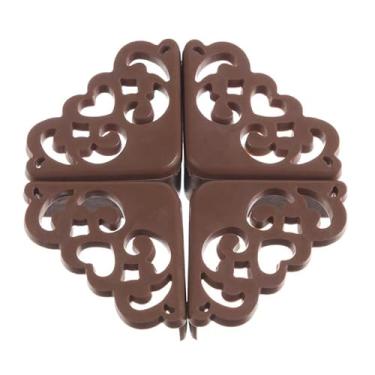 Imagem de 4 Pçs/lote Oco Padrão de Flor Macio Protetor de Canto Seguro para Bebês Crianças Mesa Mesa Canto Guardas de Borda de Segurança para Crianças (Café, 4 Peças)