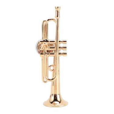 Imagem de aqxreight Ímã de Réplica Em Miniatura de Trompete de Ouro, Instrumento Musical Reutilizável de Metal Realista, ímã de Geladeira Adorável para Instrumentos Requintados e Finos Em Miniatura de ímã