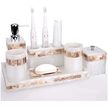 Imagem de Conjunto De Acessórios De Banho Conjunto De Acessórios De Banheiro Conjunto De Acessórios De Banheiro De Luxo Leve Conjunto De Copo De Resina Porta Escova De Dentes Dispensador De Sabão Conjunto D