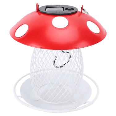 Imagem de aqxreight Alimentador de Pássaros de Metal Cogumelo Ferro Bonito Luz Solar Alimentador de Pássaros Pendurado Ao Ar Livre para Varanda de Jardim está Criando um Jardim Atraente que Se Torna Cogumelo