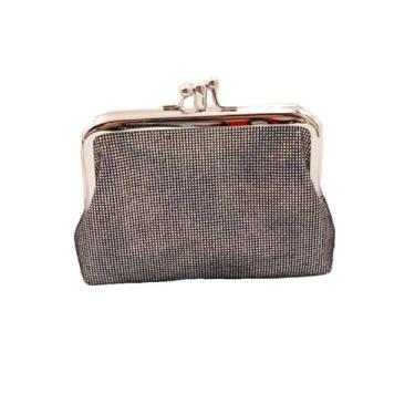 Imagem de Carteira com clipe de boca de ferro durável bolsa floral fofa organizadora de dinheiro feminina, Cinza